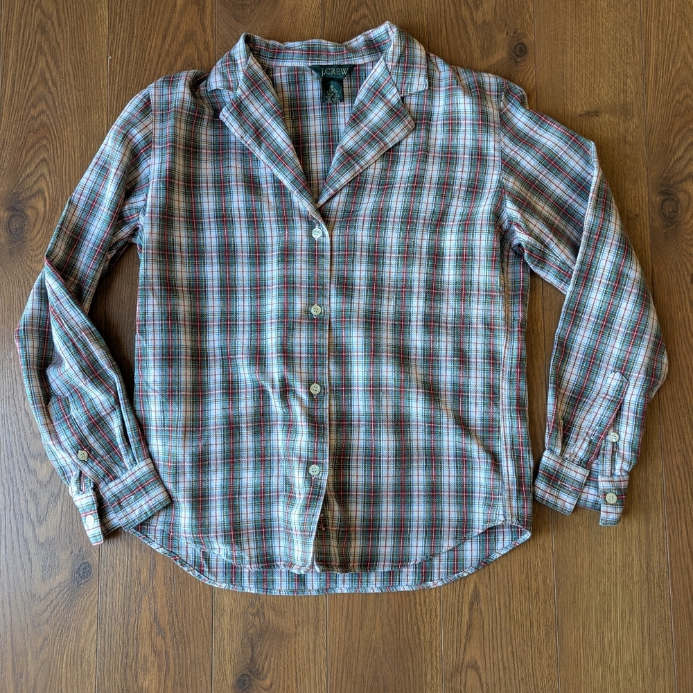 J. Crew Vintage Look Multicolor Plaid Button Down Shirt Size 6